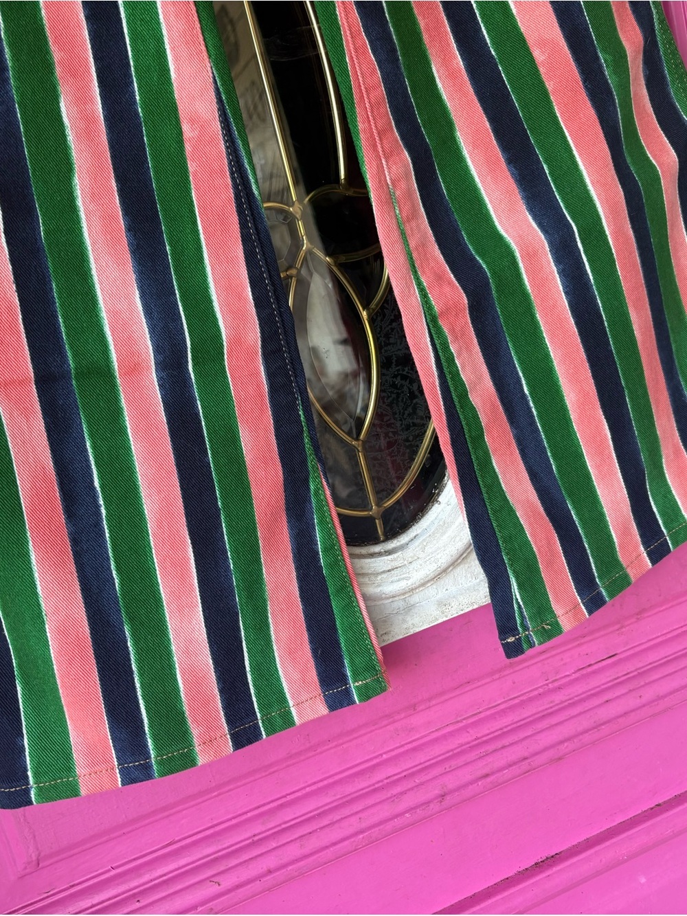 Wrangler Wanderer Striped Flare Pants in Green, Pink & Navy - Picture 11 of 14